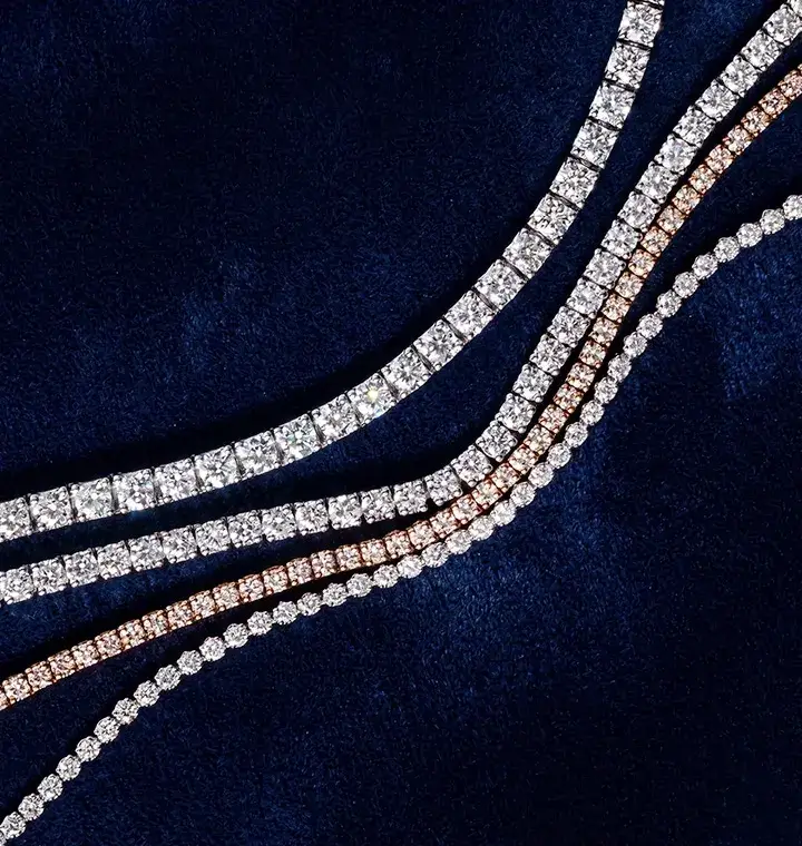Diamond Jewelry Category: lab grown & naturally mined diamond tennis, cuff and bezel bracelets
